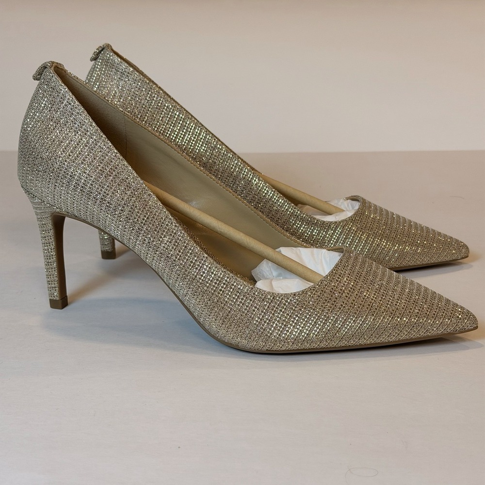 Michael Kors Size-8.5M Women's Alina Flex Pump Gold Glitter Chain Mesh Gold - Picture 2 of 10